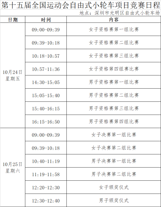 开云下载-2025深圳全运会9大赛事赛程表汇总！